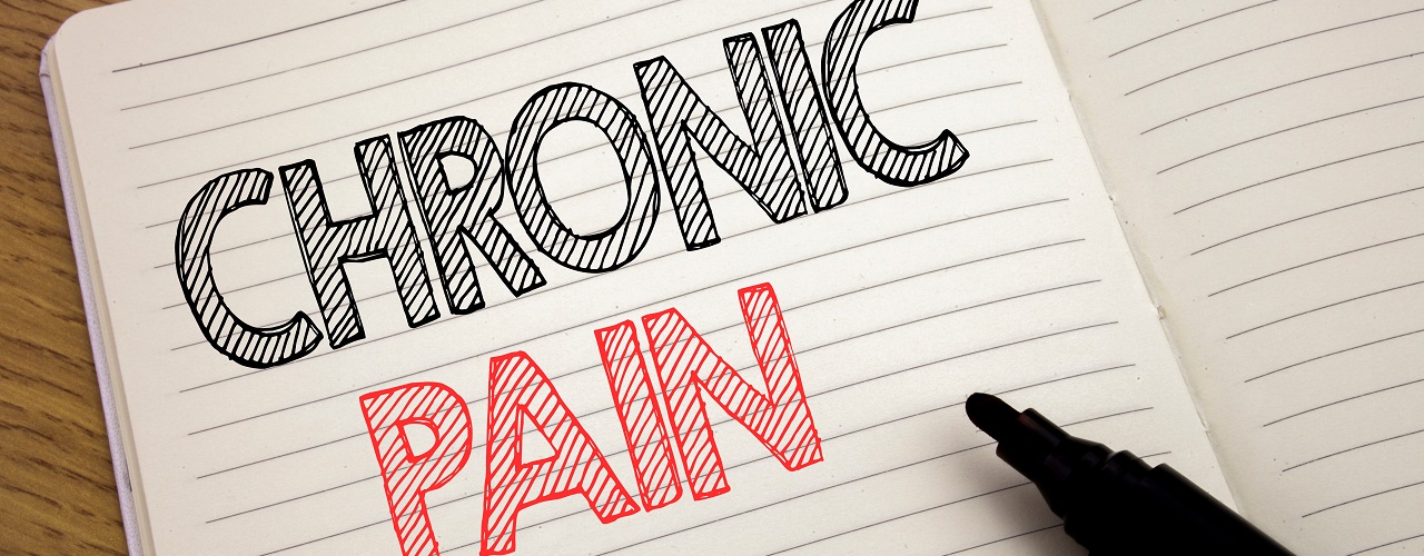 Handwriting Announcement text showing Chronic Pain. Business concept for Feeling Bad ill Care written on notebook with copy space on book background with marker pen